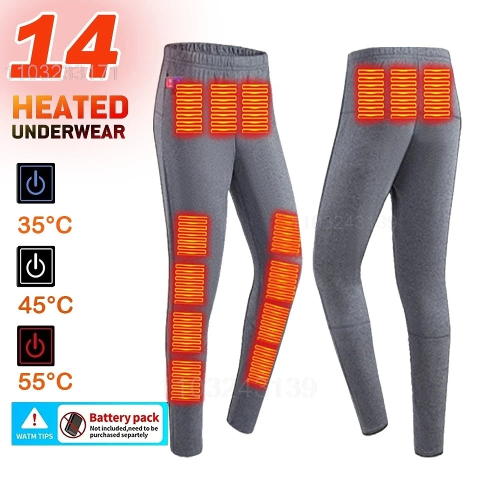 Ropa interior térmica con calefacción eléctrica USB para hombre y mujer, ropa interior autocalentable de esquí, 52 áreas