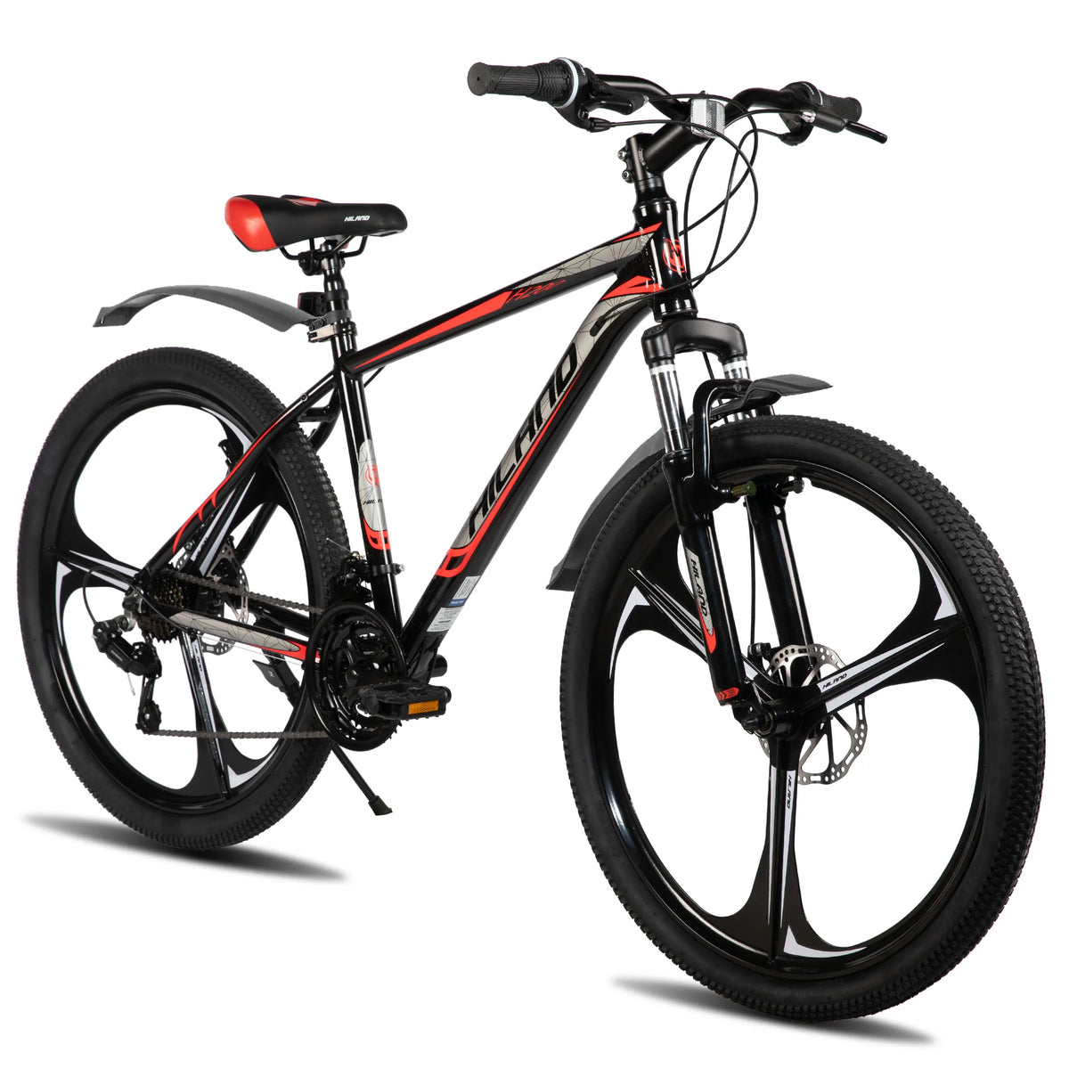 Bicicleta de montaña HILAND, 3 radios, transmisión de 18 velocidades, cuadro de aluminio, ruedas de 26 pulgadas, bicicleta con frenos de disco para hombres y mujeres, MTB para hombre