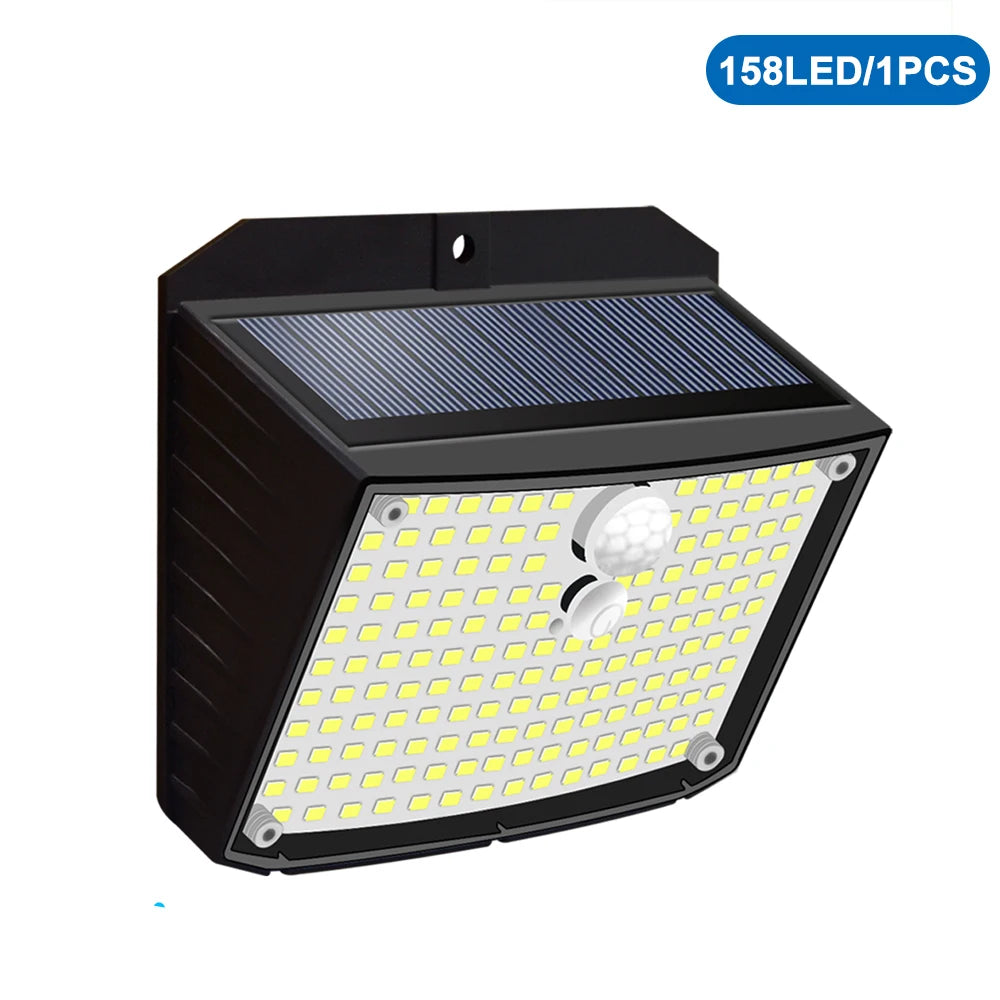 Luz solar para exteriores 468/208/138 LED, luz solar de seguridad para exteriores, lámpara de pared LED solar impermeable para jardín, patio y valla.