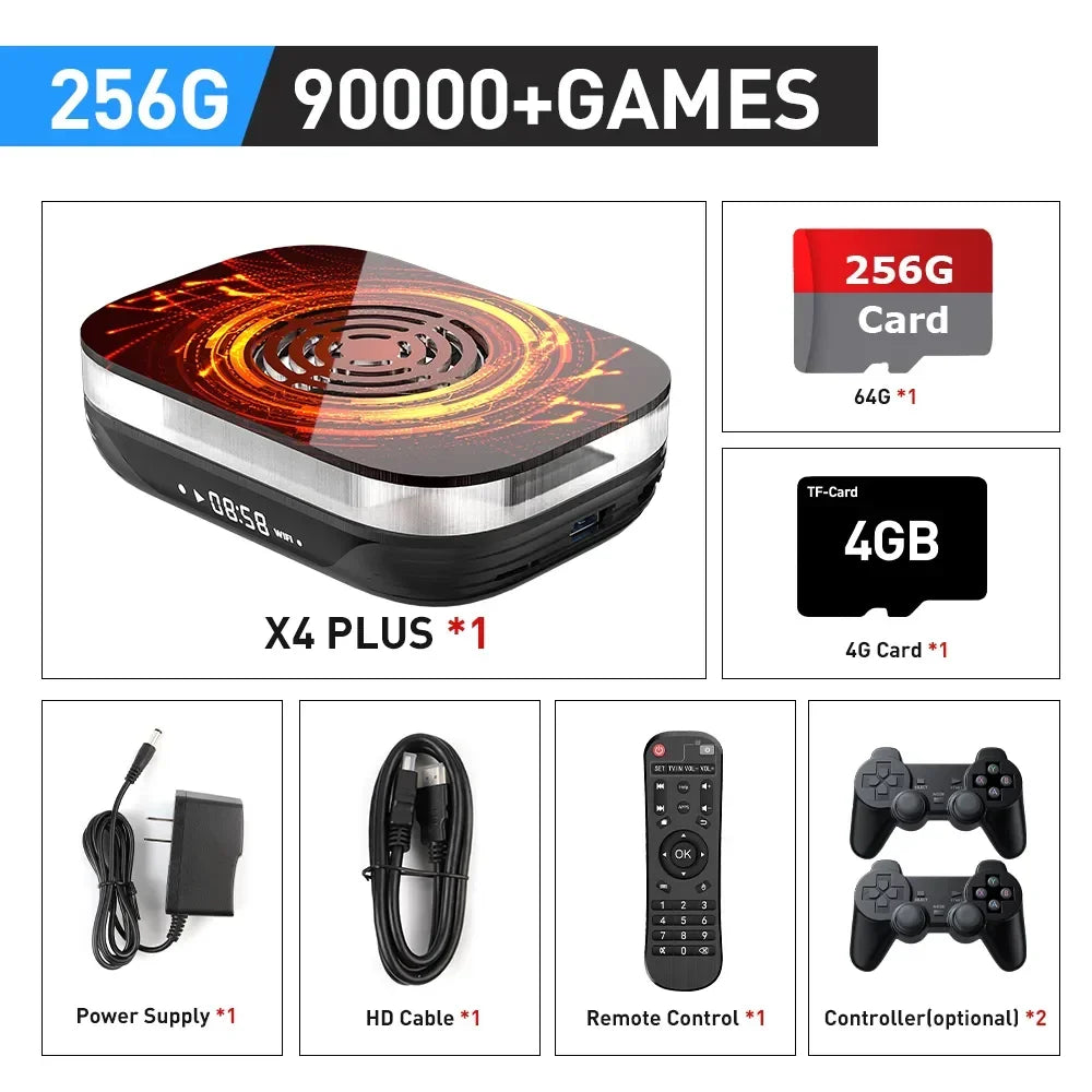 Consola de videojuegos retro KINHANK Amlogic S905X4, Super Console X4 Plus, con 60.000 juegos y más de 60 emuladores (MAME/ARCADE/DC), resolución 4K HD, ideal como regalo para niños.