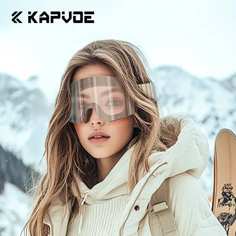 KAPVOE Gafas de nieve magnéticas Protección UV antivaho de doble capa para esquiar Snowboard Claridad de alta definición Esquí unisex