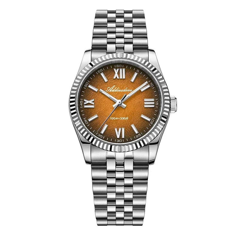 Reloj para hombre ADDIESDIVE 36mm AD2512 con luminiscencia BGW9, correa tipo Jubilee, sumergible 100m, cristal de zafiro y movimiento de cuarzo VH31