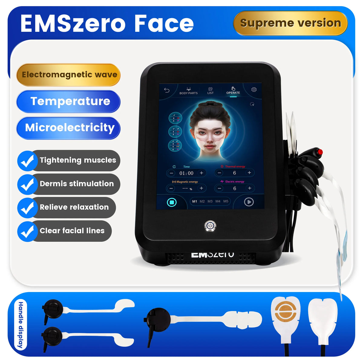 Máquina de Rejuvenecimiento Facial MYOslim EMS - Reduce Arrugas, Reafirma y Esculpe Contornos, Belleza Antienvejecimiento con Tiempo y Energía Personalizables