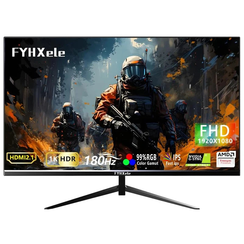 FYHXele Monitor para juegos de 24 pulgadas, 180Hz, pantalla de ordenador 1K FHD, tiempo de respuesta de 1ms, pantalla LCD para el cuidado de los ojos, compatible con HDR G-Sync VESA