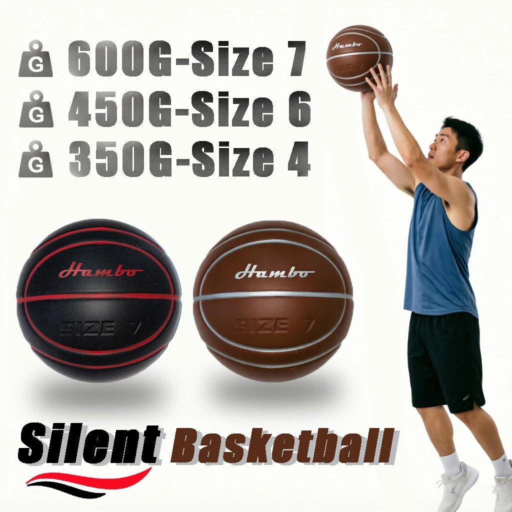 Balón de Baloncesto Silencioso de Espuma sin Aire para Interiores, 600G-Talla 7 para Hombres, 450G-Talla 6 para Mujeres/Adolescentes, 350G-Talla 4 para Niños, para un Drible Silencioso