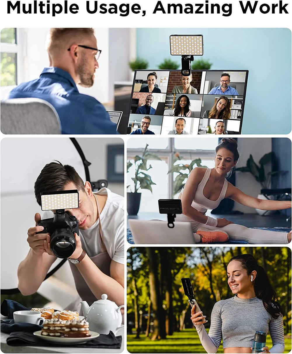 Luz LED para Selfie, luz de relleno para teléfono, 120 LED, 3000mAh, luz de vídeo portátil recargable para Tiktok, Vlog, videoconferencia, Selfie