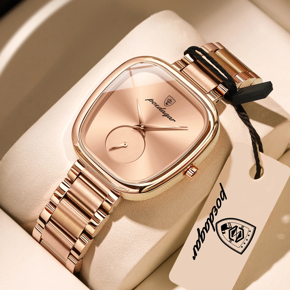 Reloj de pulsera elegante de lujo para mujer POEDAGAR, resistente al agua, de acero inoxidable, reloj de cuarzo sencillo de alta calidad para dama