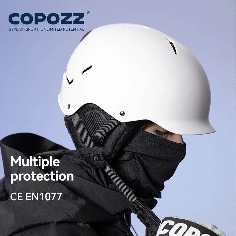 Casco de esquí certificado COPOZZ, casco de Snowboard moldeado integralmente para marido con Bukcle magnético, motocicleta, nieve, hombres, mujeres y adultos