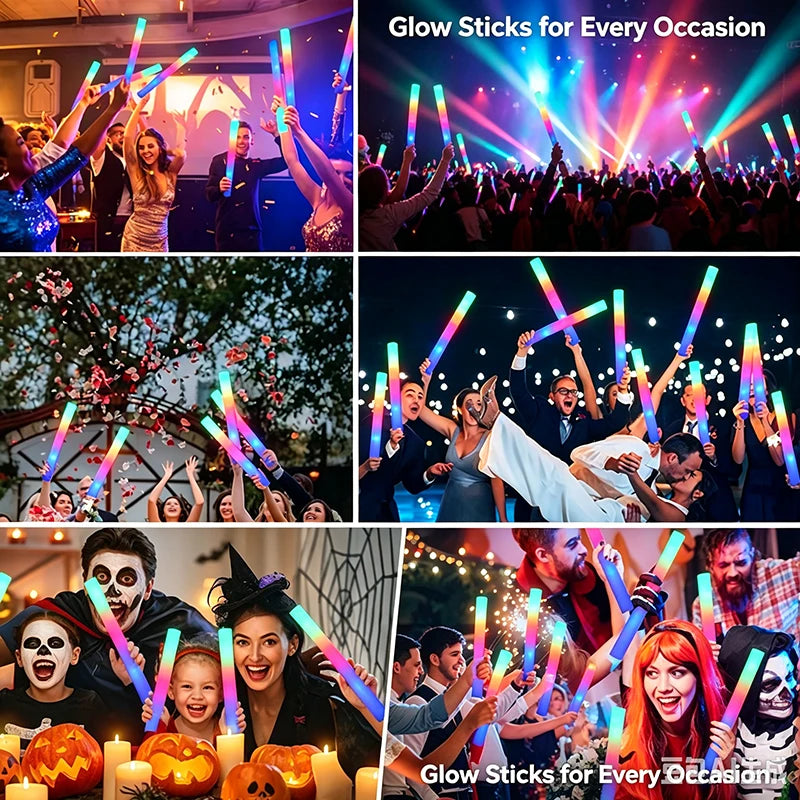 15/30/40 unidades de bastones luminosos de espuma LED, con 3 modos de iluminación, luces intermitentes de colores, ideales para bares, bodas, fiestas de cumpleaños y para que brillen en la oscuridad.