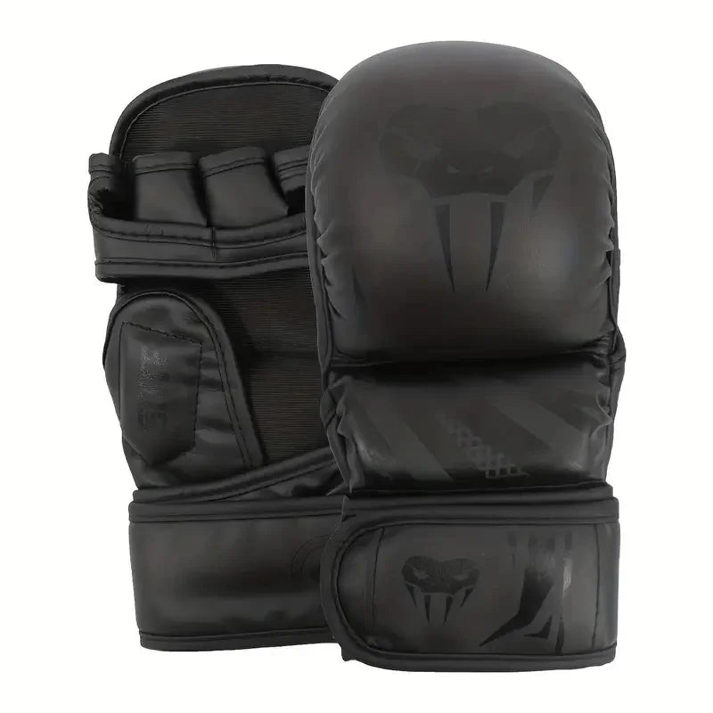 Guantes de boxeo fitness con protección con estampado de velcro, guantes de entrenamiento MMA Sanda PU