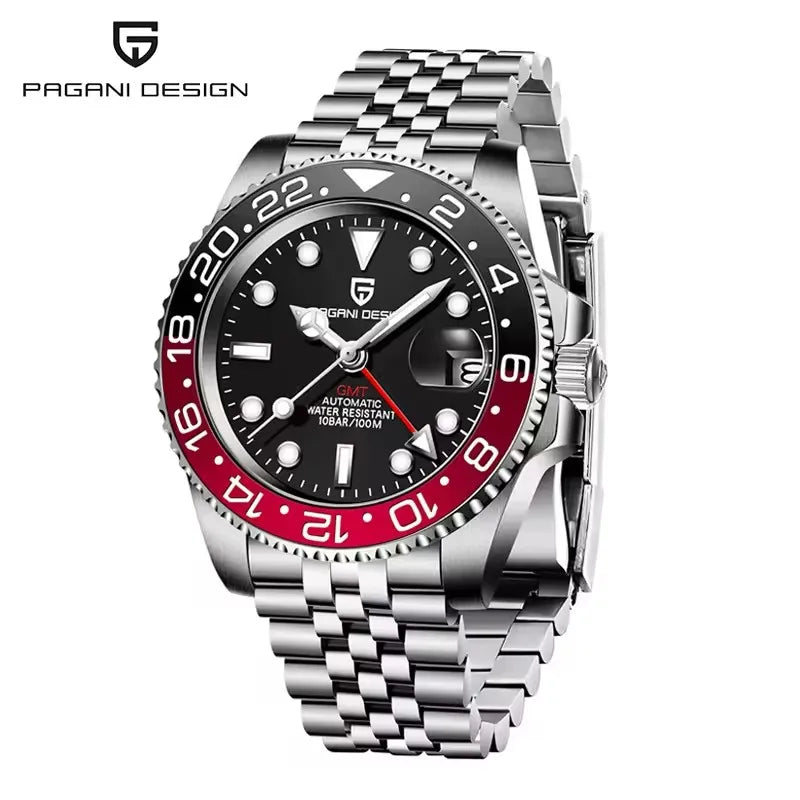 2026 PAGANI DESIGN 40MM Purple Dial GMT Men Mechanical Watch Jubilee Bracelet Sapphire Glass Waterproof Automatic Watch for Men