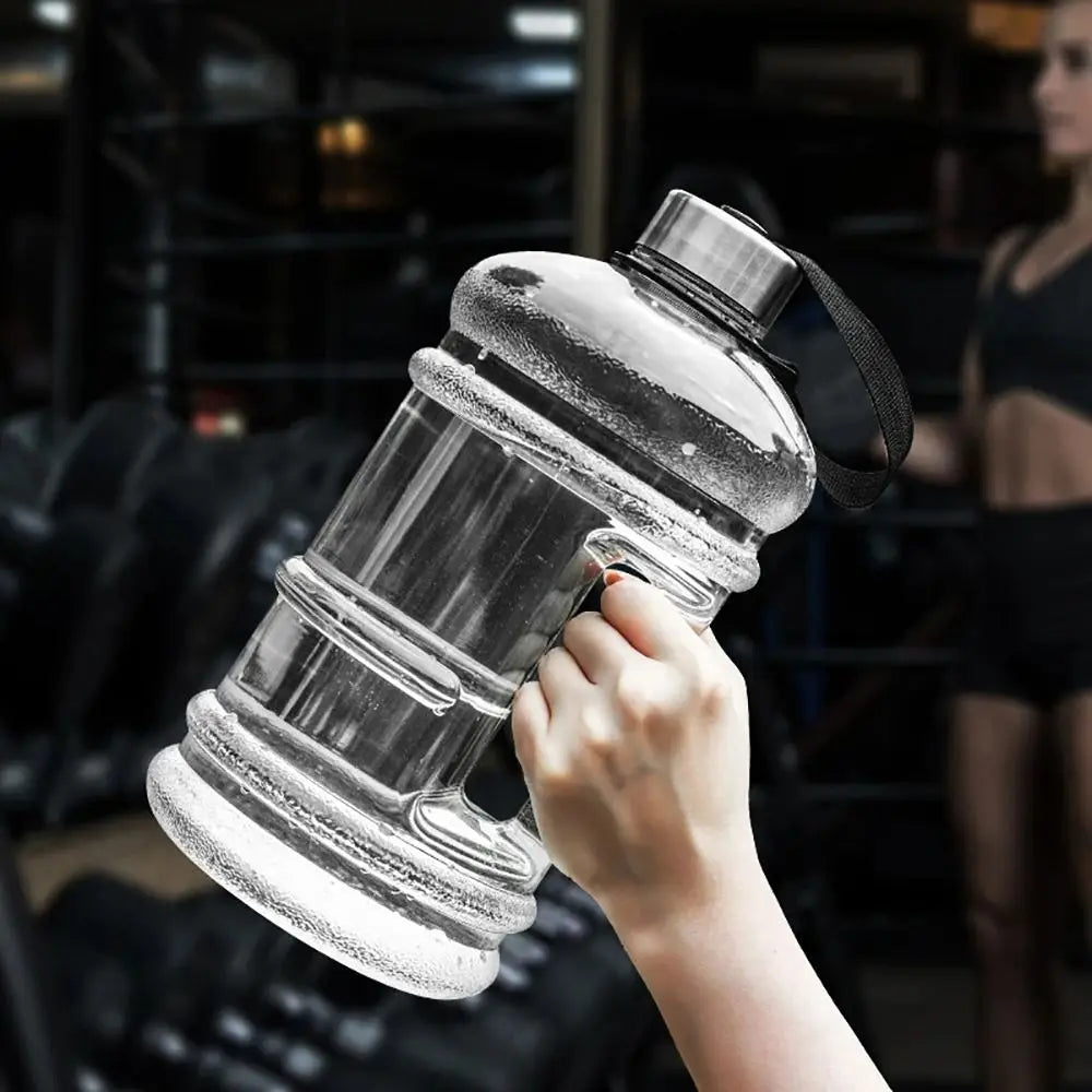 Botella de agua de gran capacidad PETG de 2L, botella de bebida para entrenamiento deportivo, botella agitadora con asa, botella de galón para gimnasio al aire libre