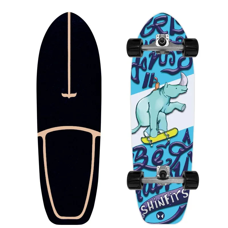 Patineta Profesional de Surf sobre Tierra de 32'' con Ejes de PU CX4, Tabla de Madera de Arce Multicapa sin Descenso para Niños y Adultos, Ideal para Principiantes y Práctica de Esquí
