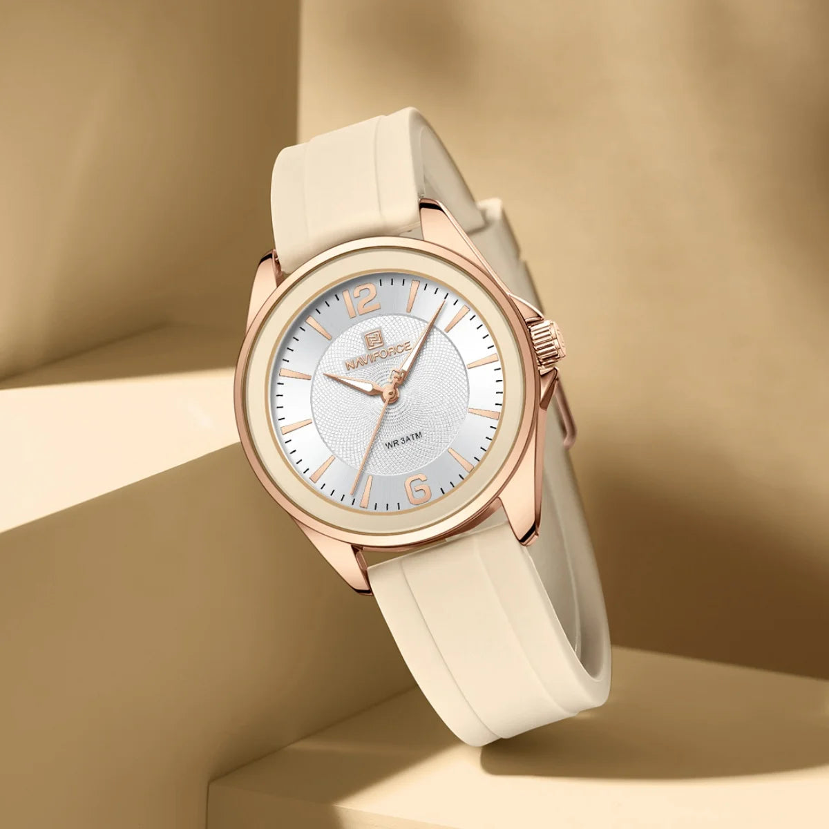 Reloj para mujer Naviforce 5068 elegante, de cuarzo, resistente al agua, con correa de silicona, ideal como regalo para damas