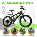 20 Inch Green Mountain Bike for Teens, Carbon Steel Frame 21-Speed Shifters, Dual Disc Brakes & Front Suspension Fork, Lightweight Off-Road Bicycle for Trail, Commute, Dirt (Green)