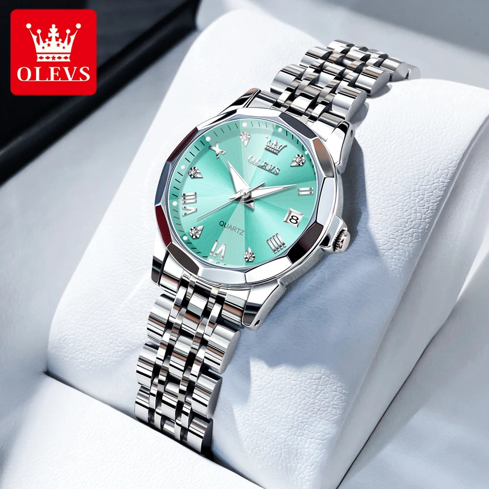 Reloj OLEVS 9931 para mujer, elegante reloj de cuarzo cuadrado original, resistente al agua, luminoso, con fecha automática, regalo para dama