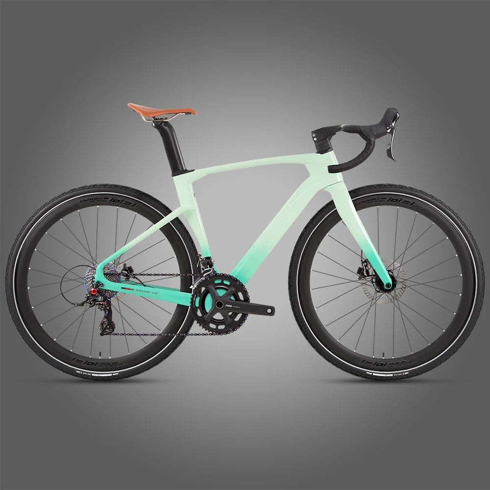 Bicicleta de carretera de fibra de carbono TWITTER Gravel V3, velocidad variable electrónica SENTYEH, ES7000-1*13 velocidades, frenos de disco hidráulicos, bicicleta de gravel