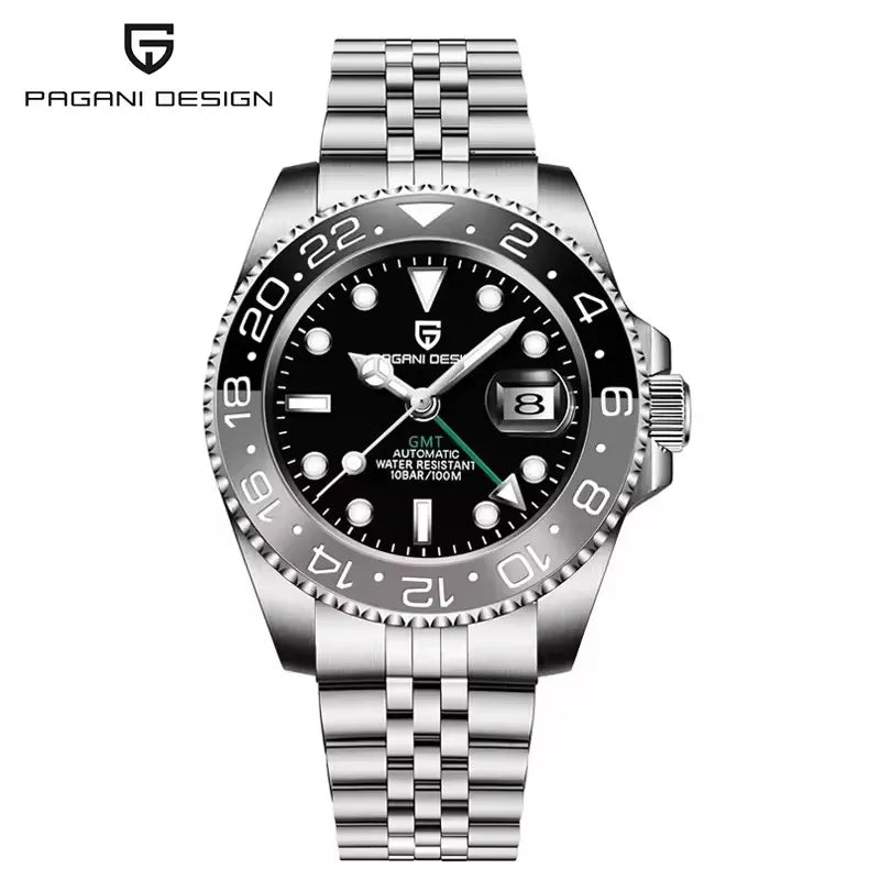 2026 PAGANI DESIGN 40MM Purple Dial GMT Men Mechanical Watch Jubilee Bracelet Sapphire Glass Waterproof Automatic Watch for Men