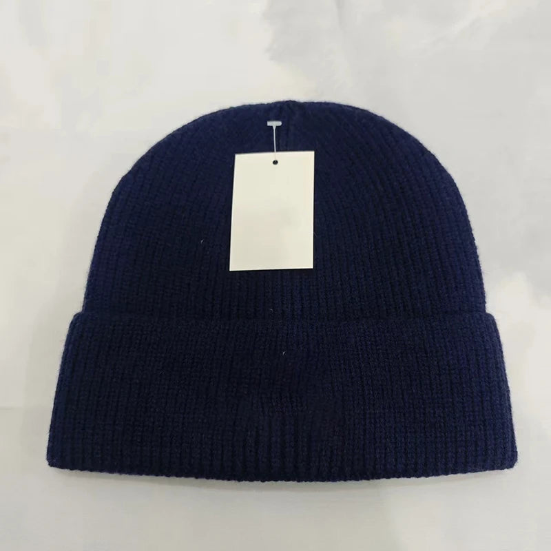 Gorro de punto con letras bordadas para otoño e invierno, moderno y versátil, gorro de lana cálido.