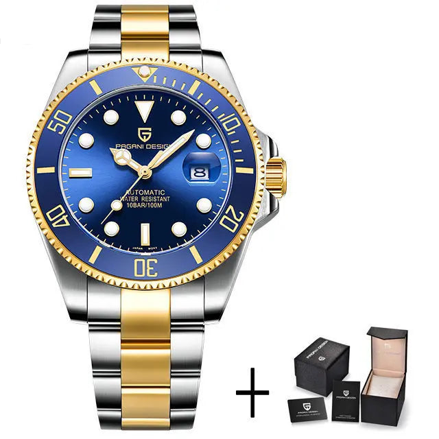 Reloj automático de lujo para hombre PAGANI DESIGN, reloj de pulsera mecánico de buceo con cristal de zafiro, reloj de negocios de acero inoxidable para hombre