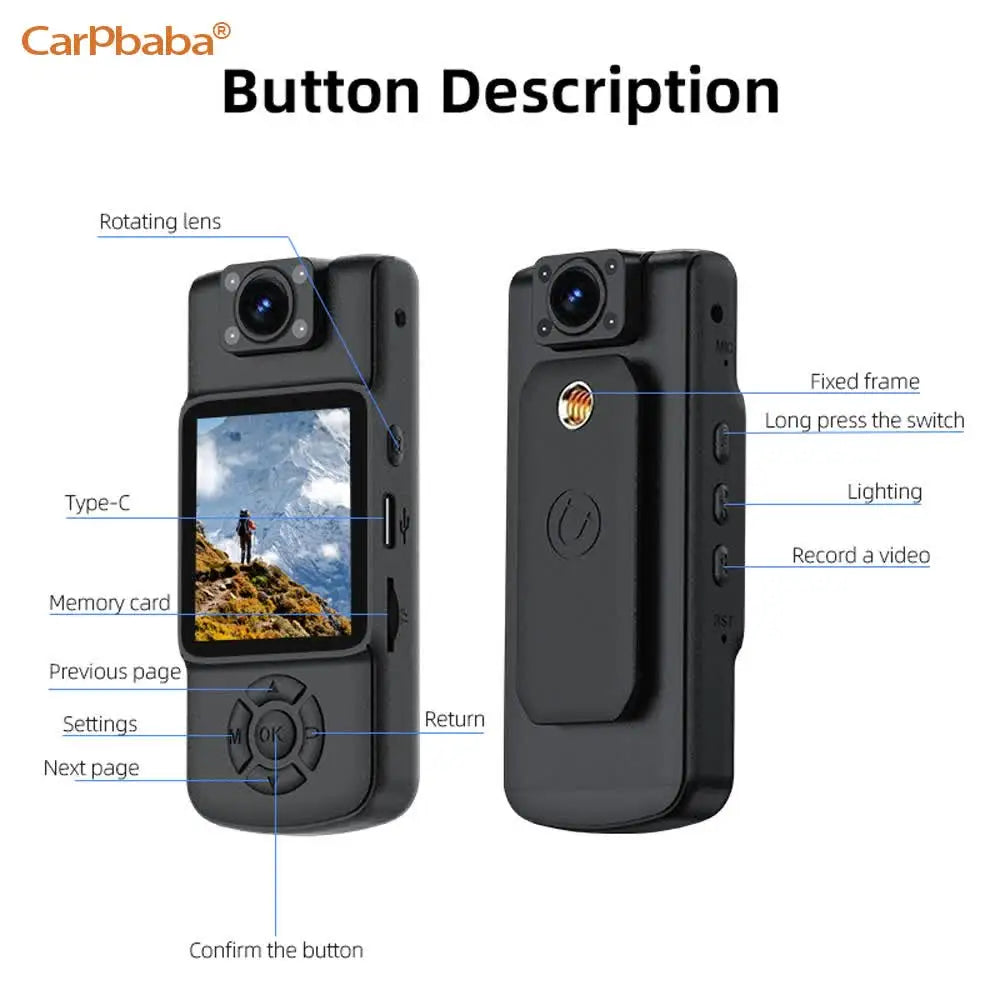 Mini Cámara Corporal KC5G 1080P HD, Cámara Deportiva con Visión Nocturna, Grabadora de Video Digital, Cámara Corporal de 1.54 Pulgadas, Videocámara Pequeña para Policía, 2MP
