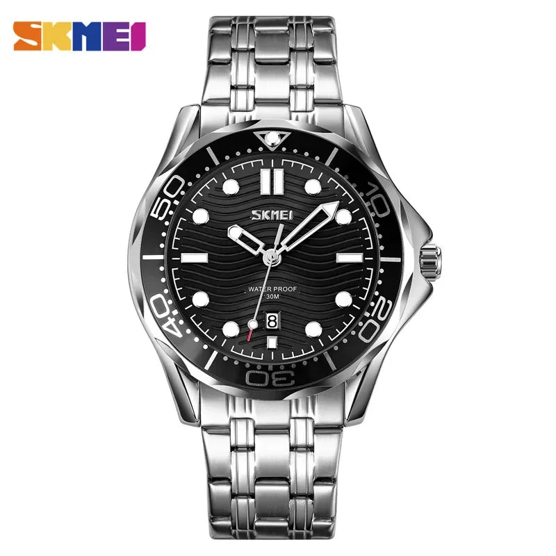 Reloj de pulsera SKMEI 9276 con esfera de textura tridimensional, reloj de moda con fecha y hora para hombre, movimiento de cuarzo japonés
