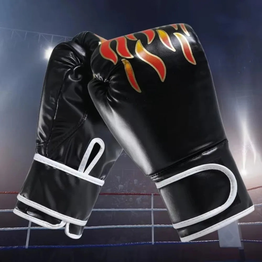 Guantes de Kickboxing Muay Thai de Cuero PU Rojo/Azul, Guantes de Sparring Transpirables Unisex para Boxeo y Deportes en Casa