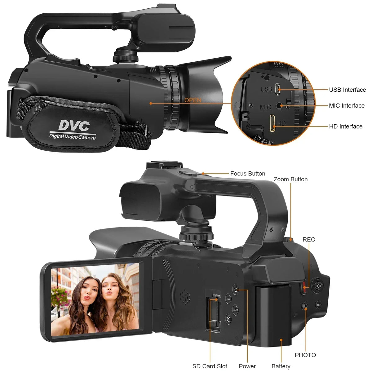 Cámara de vídeo profesional 4K para fotografía, Zoom Digital 18X, cámara Vlogging de visión nocturna, videocámara web WiFi de 64MP