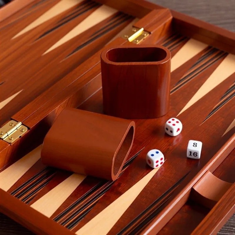 Juego de ajedrez y backgammon profesional de lujo, de madera maciza, tablero grande plegable de 11 a 19 pulgadas, hecho a mano, regalo para juegos de mesa familiares