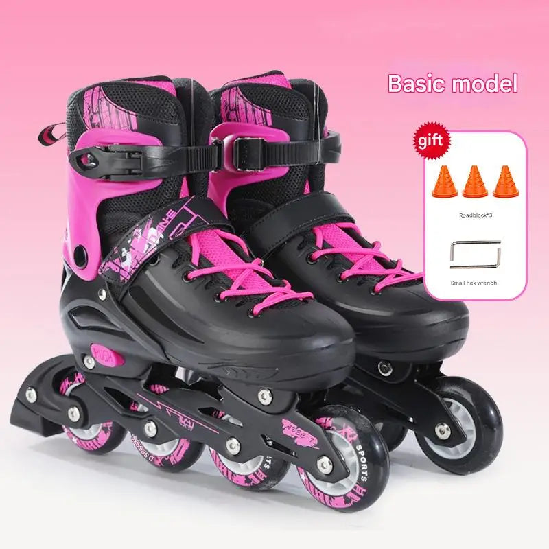 Juego de zapatos de patín en línea parpadeantes con casco, codo, rodilleras, patines de 4 ruedas para niños y mujeres, zapatillas de patinaje al aire libre
