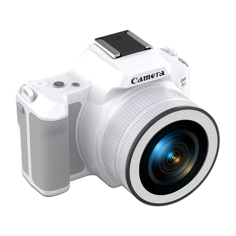 Mini cámara digital DSLR 2K Ultra alta definición 48 megapíxeles con cámaras duales, cámara CCD para selfies con luz de relleno de belleza