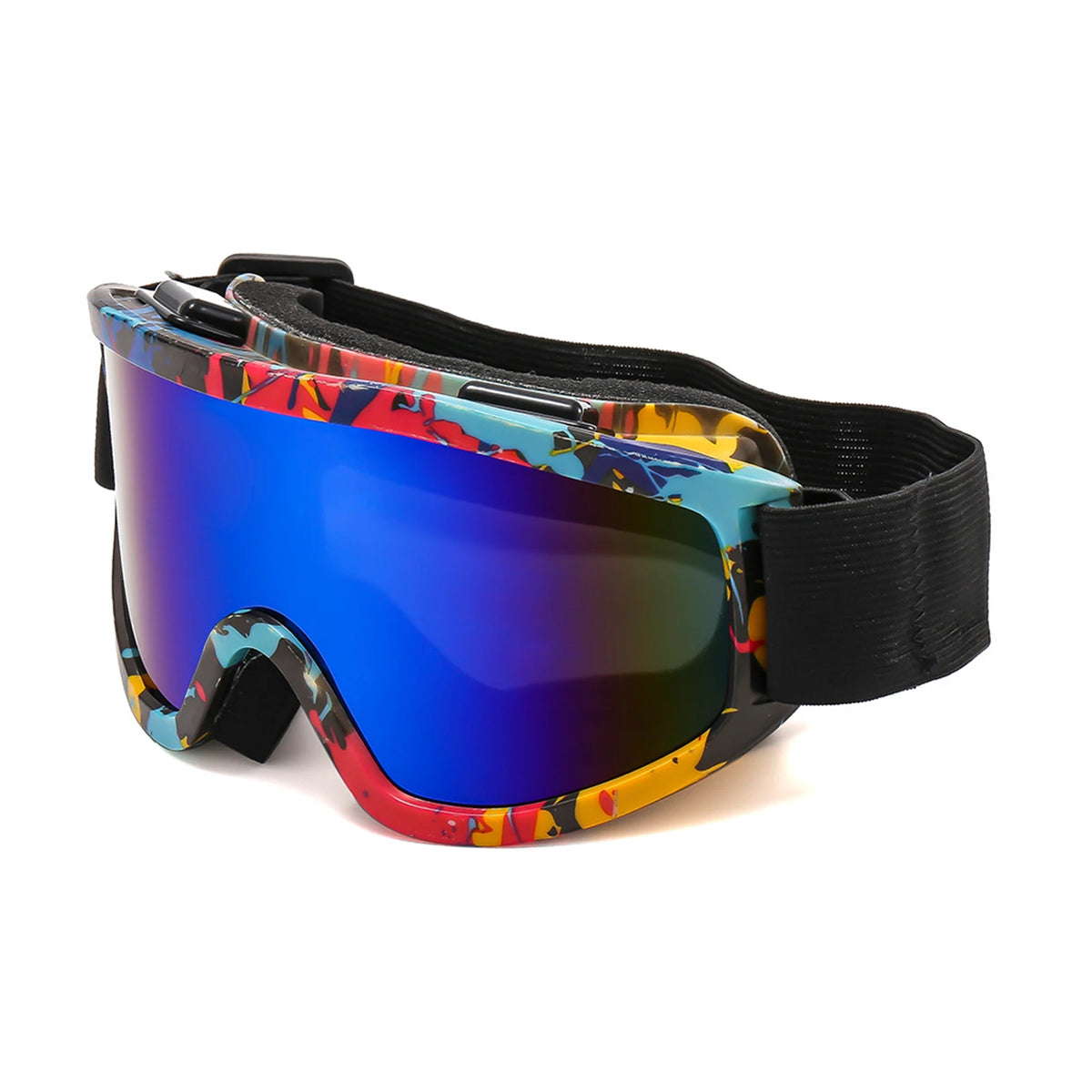 Gafas de esquí con montura grande y lentes de colores, anticolisión y antirreflejos, ideales para deportes al aire libre, nieve y snowboard.