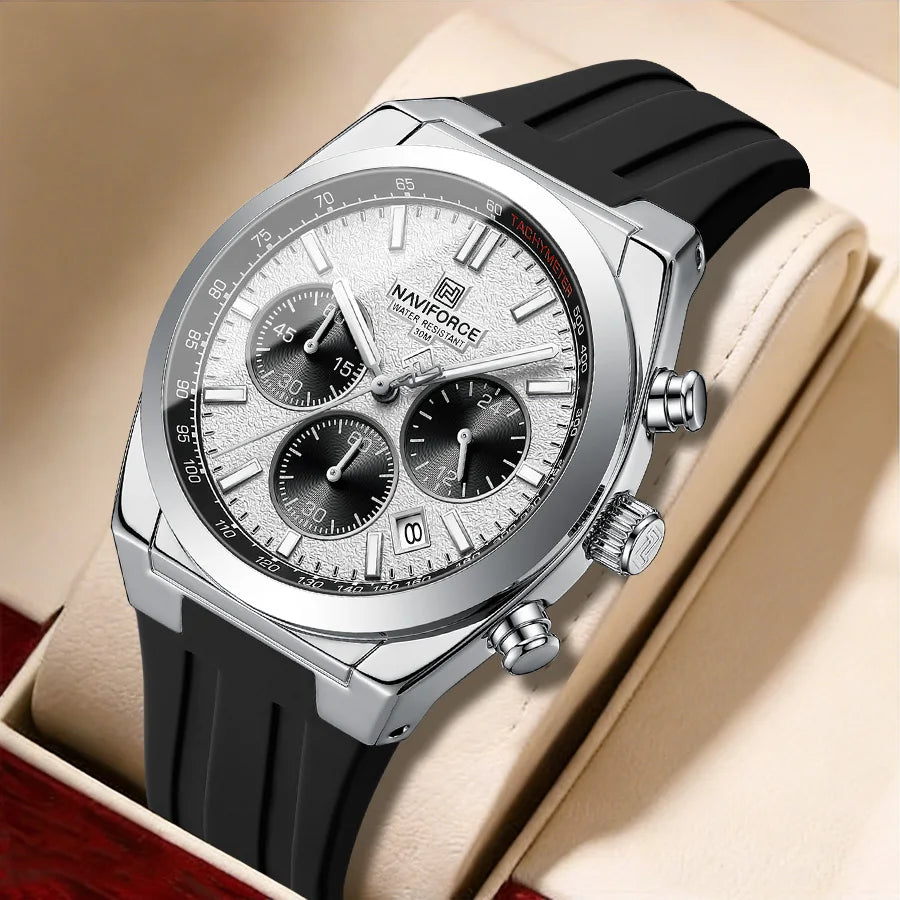 Reloj de pulsera NAVIFORCE para hombre, de cuarzo, moderno y de lujo, deportivo, con pantalla de 24 horas, ventana de fecha, cronógrafo y resistente al agua, regalo para hombre