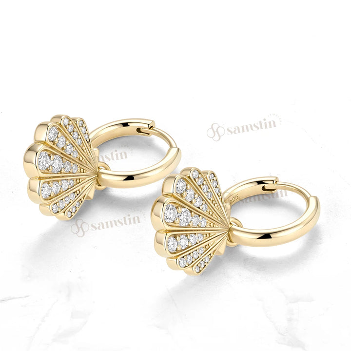 Pendientes de Aro con Diamantes Cultivados en Laboratorio Samstin de 0.66CTW para Mujer y Hombre, Oro Amarillo Sólido de 14K, 10K, 585, para Regalos de Navidad, Personalizados