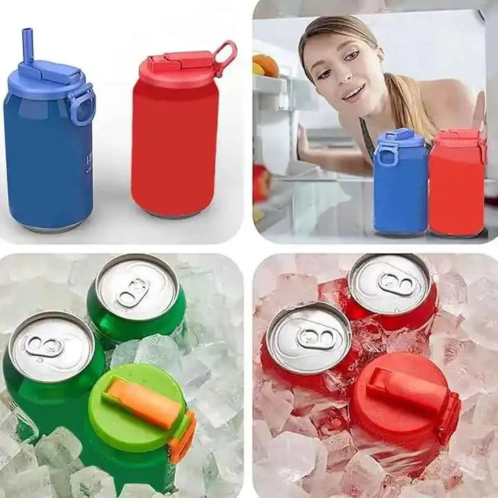 Tapas para latas de refrescos de viaje, pajitas de silicona, cubiertas para latas para bebidas enlatadas, zumo de cerveza, cubiertas sin Bpa, accesorio reutilizable para tapa de tarro