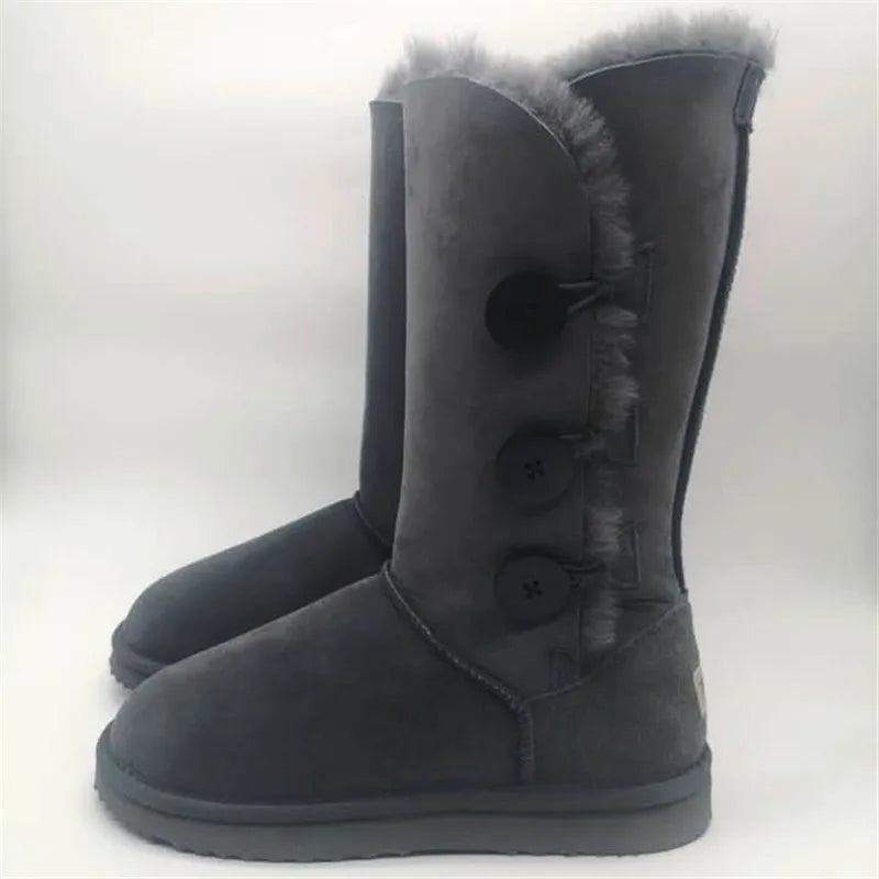 Nueva llegada botas de mujer 2025 botas de cuero clásicas botas de nieve de piel de oveja auténtica para mujer zapatos cálidos de invierno botas