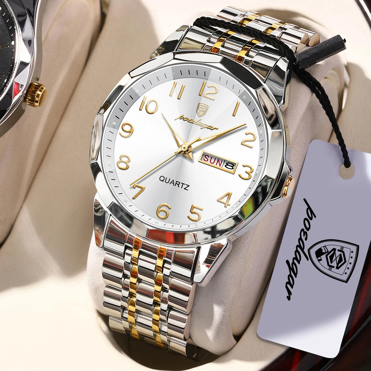 POEDAGAR Top Luxury Men Wristwatch Waterproof Luminous Date Week Man Clock Business Stainless Steel Quartz Fashion Men's Watches
