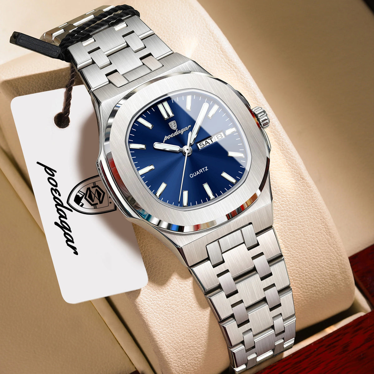 Reloj de pulsera de moda POEDAGAR para mujer, luminoso, resistente al agua, con fecha y día, de cuarzo, elegante, de acero inoxidable, reloj para mujer, regalo