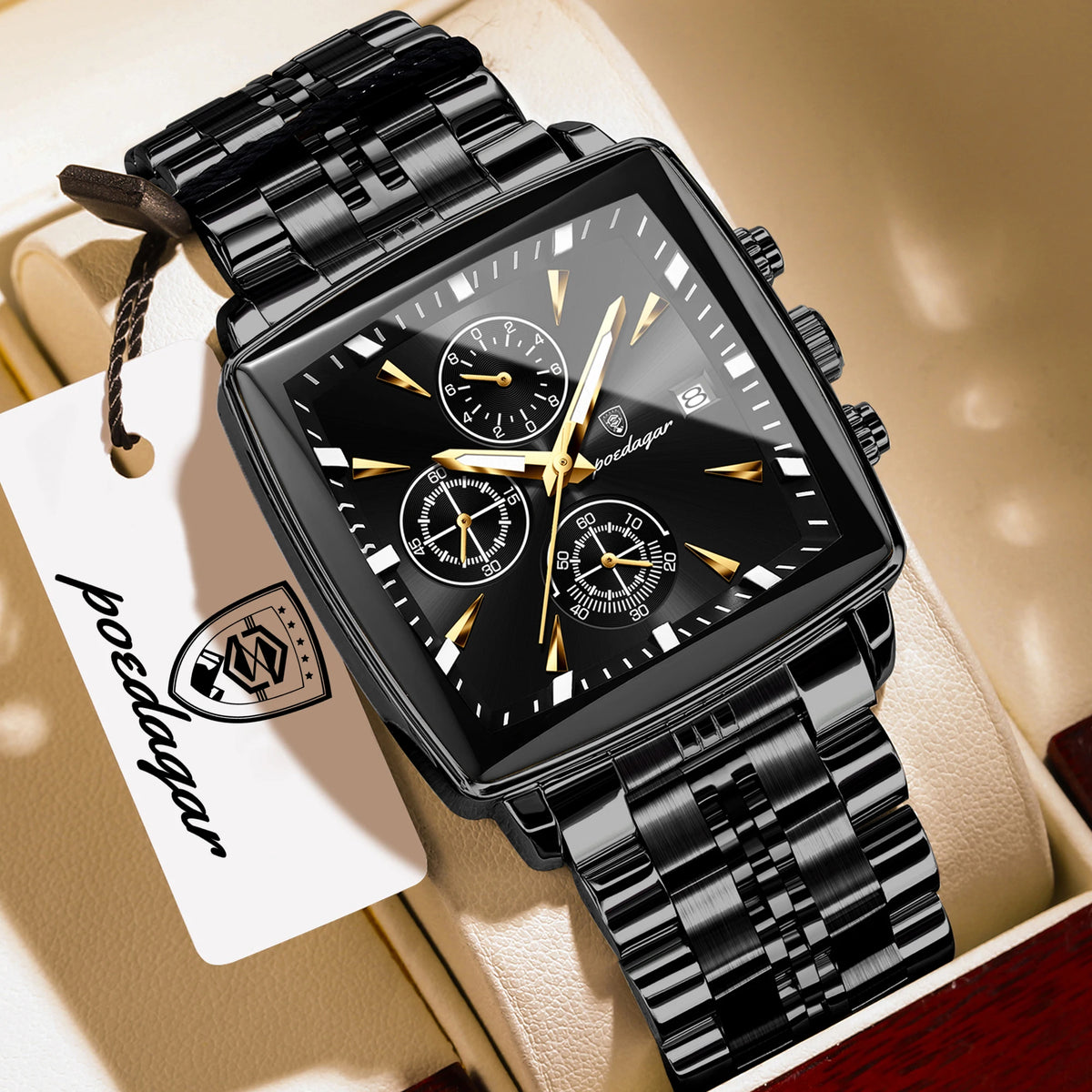 Reloj de pulsera de lujo para hombre POEDAGAR, de cuarzo, luminoso, resistente al agua, de acero inoxidable, cronógrafo con fecha, reloj de negocios para hombre