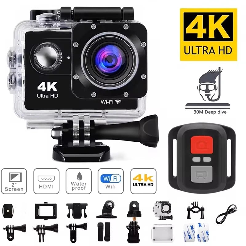 Cámara de acción 4K 1080P/30FPS WiFi 2,0 "170D casco impermeable bajo el agua cámara de grabación de vídeo cámaras deportivas Mini cámara al aire libre