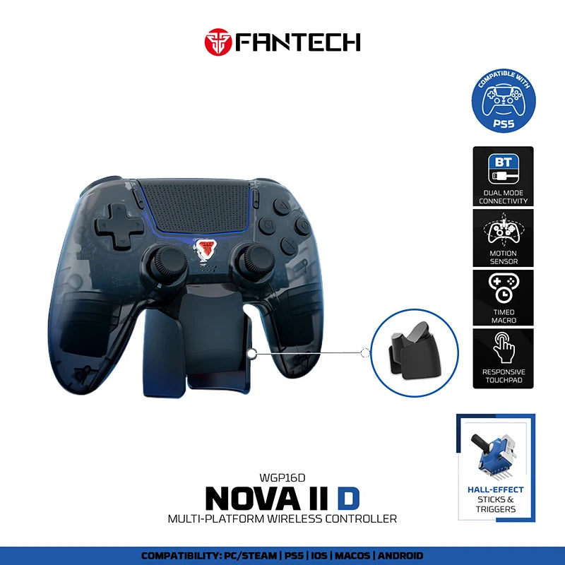 Mando inalámbrico FANTECH NOVA IID WGP16D BT 5.3 con efecto Hall, vibración y joystick Hall para PS5, PC, iOS y Android