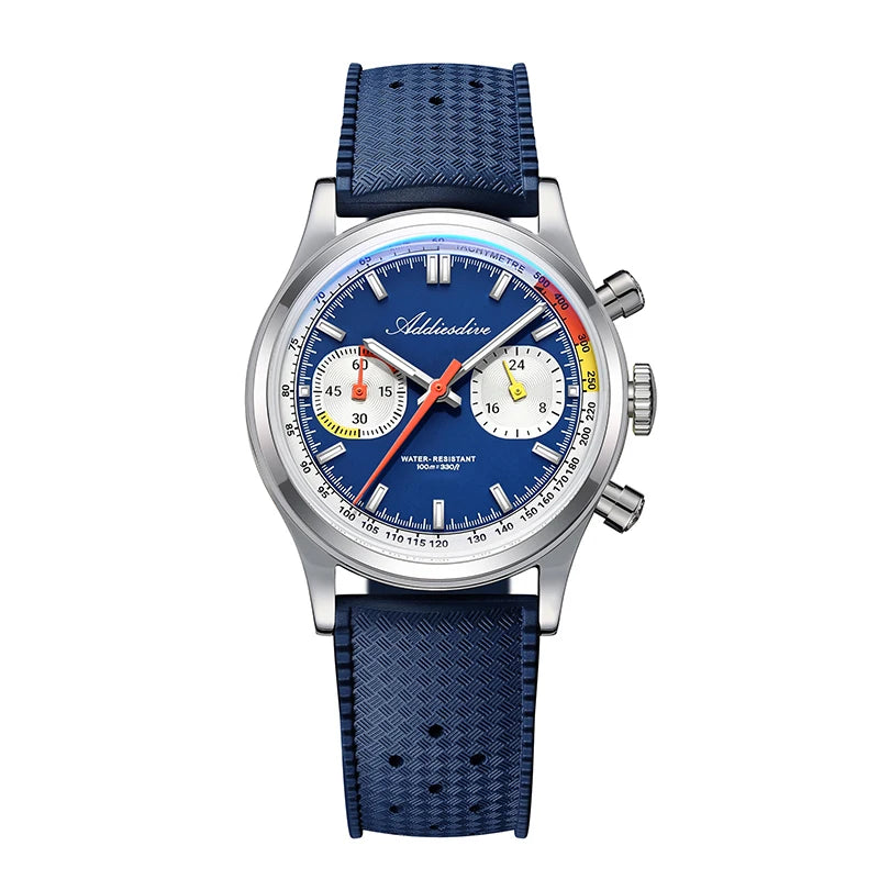 Reloj ADDIESDIVE nuevo para hombre, 38 mm, cronógrafo VK64, caucho fluorado, lujo, cristal abombado, luminiscencia BGW9, resistente al agua 100 m, reloj de pulsera de cuarzo