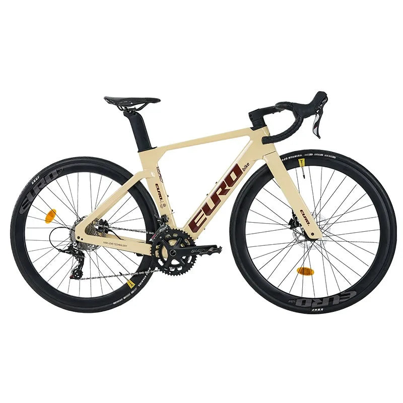 Bicicleta de carretera de fibra de carbono, grupo 105, 24 velocidades, frenos de disco hidráulicos, 8.8 kg, bicicleta de carretera para estudiantes, diseño aerodinámico, bicicleta de carreras con doble freno de disco