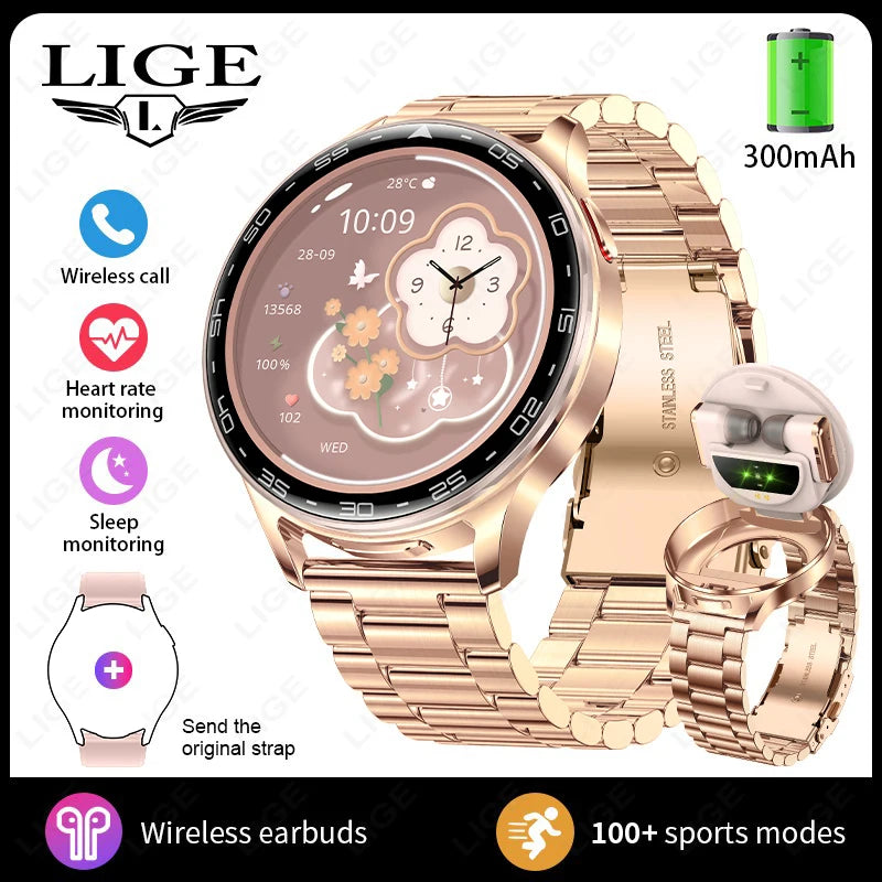 2026New TWS 2-in-1 Bluetooth Earphones Smart Watch Men Heart Rate Health Monitoring Waterproof BT Calling Music Smartwatch Women