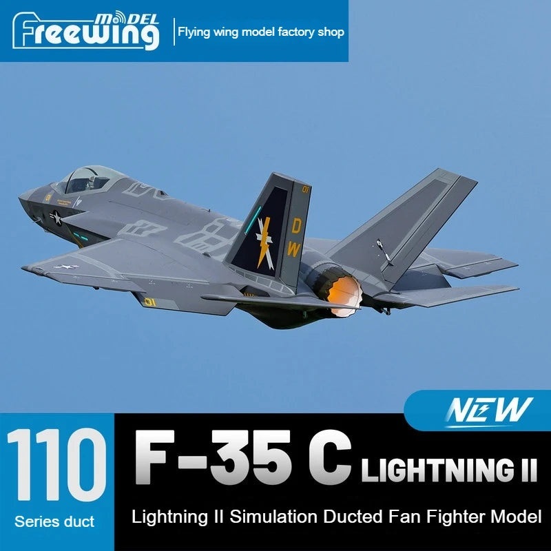 Avión RC Freewing F-35 C Lightning II de 110 cm de envergadura, ala fija eléctrica con ventilador canalizado de 110 mm, modelo de caza F-35C