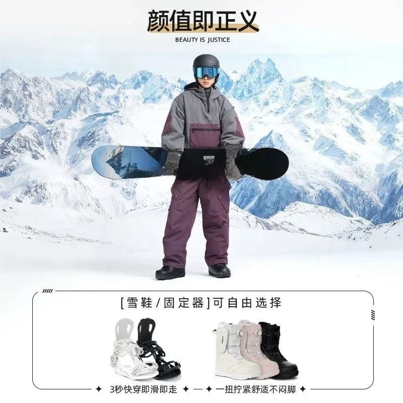 Equipo de esquí para principiantes al aire libre para hombres y mujeres, fijaciones de snowboard de fácil colocación, raquetas de nieve, tablas de snowboard para principiantes.