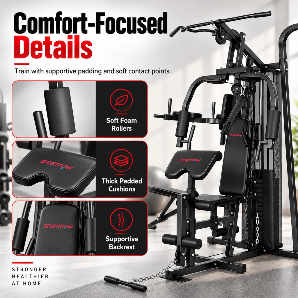 Sistema completo de entrenamiento físico en casa para la pérdida de peso y el aumento de la fuerza, máquina de gimnasio multifuncional con capacidad para ejercicios de todo el cuerpo, resistencia ajustable, diseño cómodo