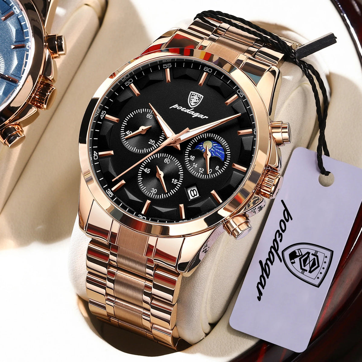 POEDAGAR Youth Fashion Man Clock Waterproof Luminous Stainless Steel Men Watch Chronograph Date Quartz Sport Men's Watches Reloj