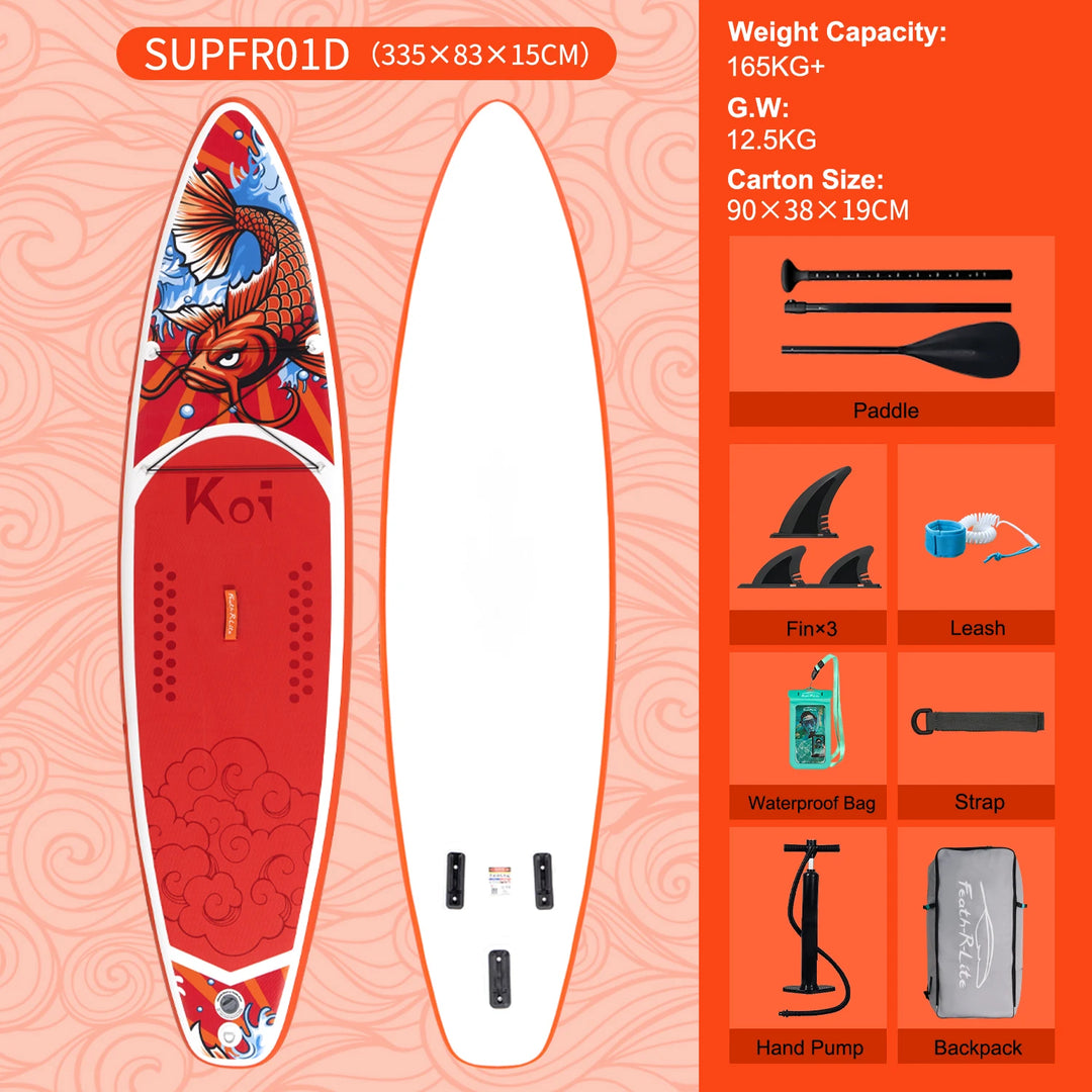 Tabla de paddle surf inflable FunWater, tabla SUP de 320–385 cm con plataforma antideslizante, tabla de paddle surf portátil para surf, turismo, pesca y deportes acuáticos