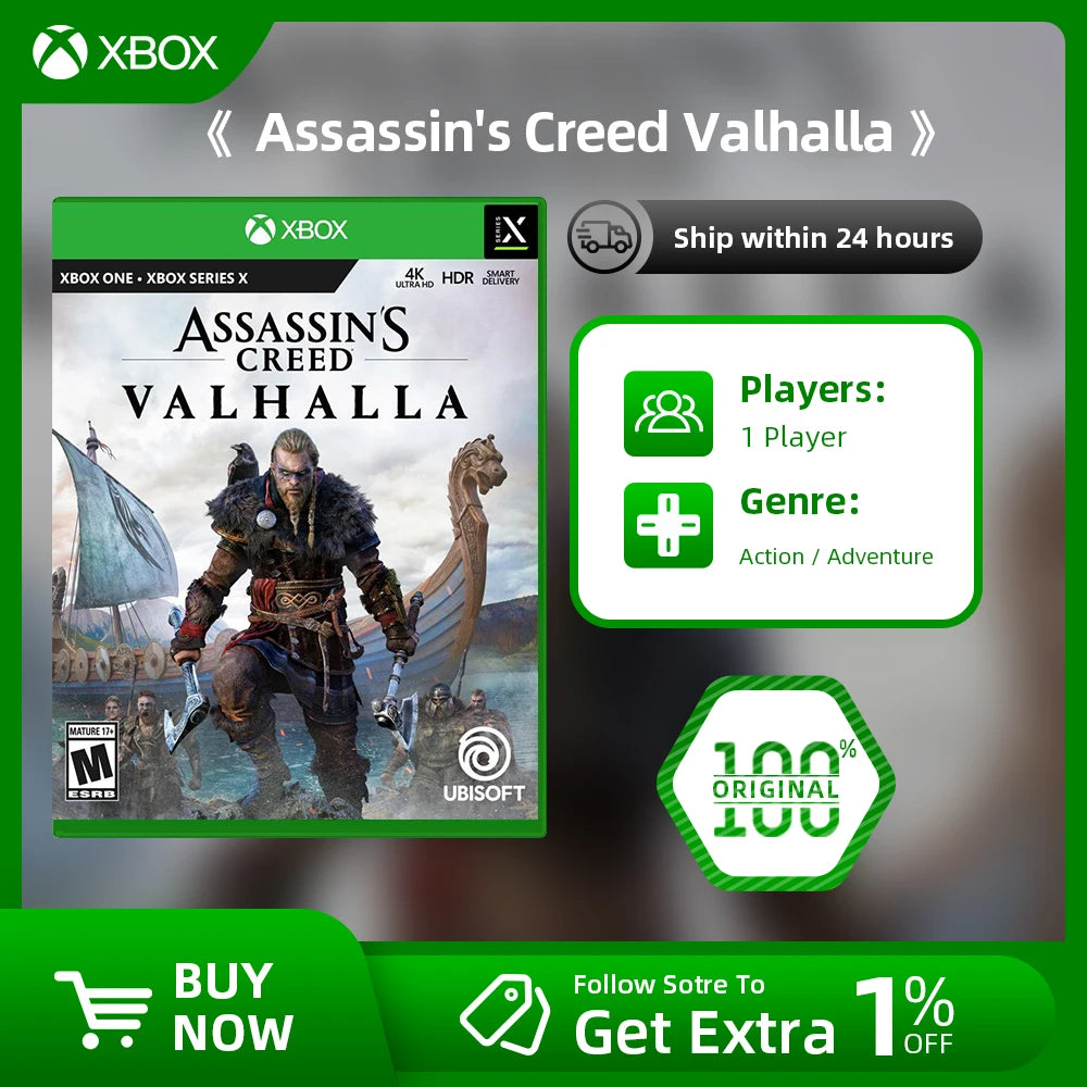 Juegos de Microsoft XBOX - Assassin's Creed Valhalla - para Xbox Series X, Xbox Series S, Xbox One, Tarjeta Física